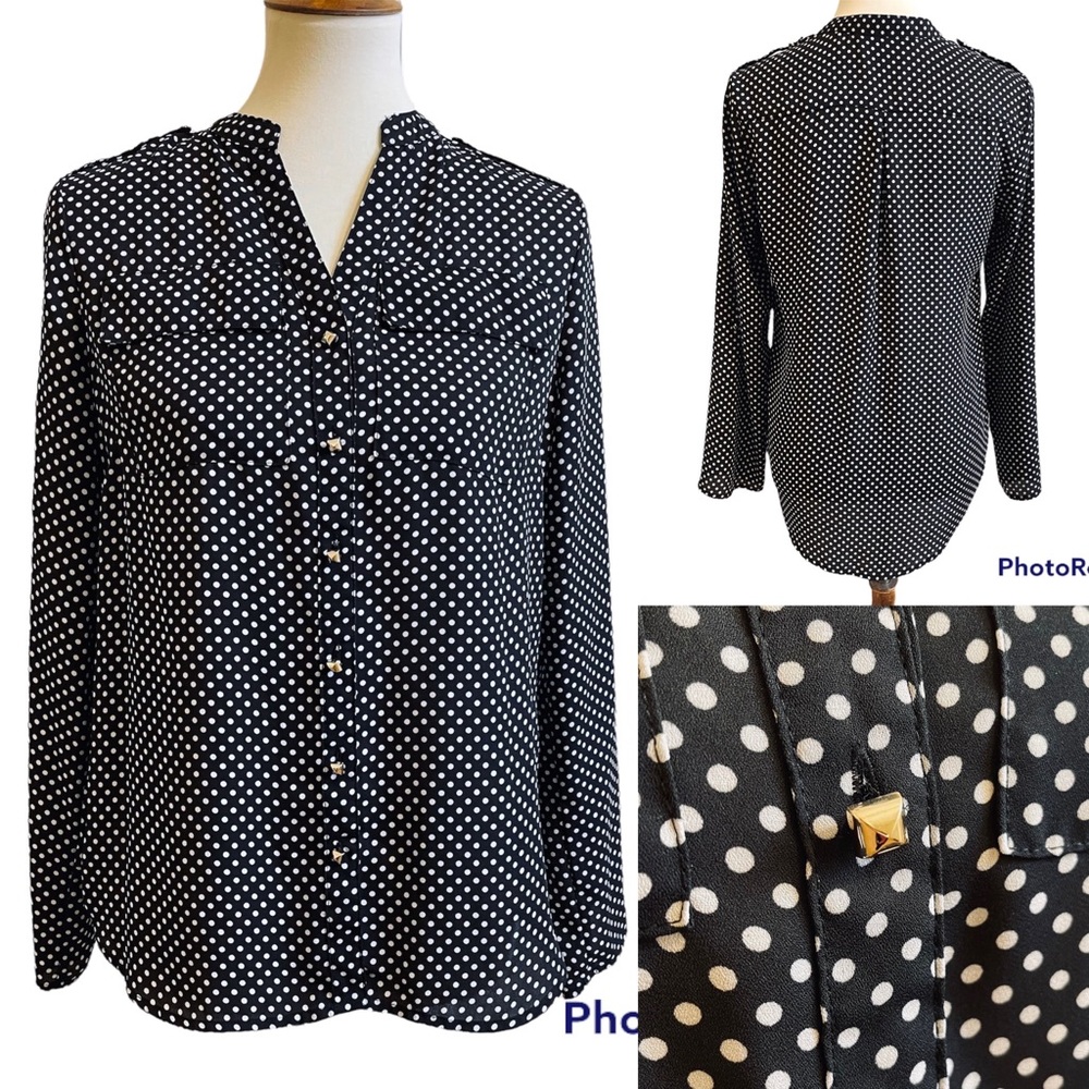 3/$20 🍀Zac & Rachel Black & White Polka Dot Button Up Top - Size S